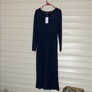 AUSELILY Navy Blue Long Sleeve Maxi Dress | Size M | NWT